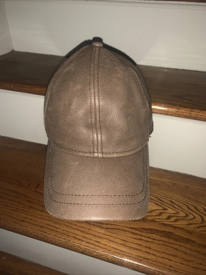 Gorra de béisbol Stetson de cuero genuino envejecida marrón chocolate talla OSFM ❤️tb53 Foto 3 de 4