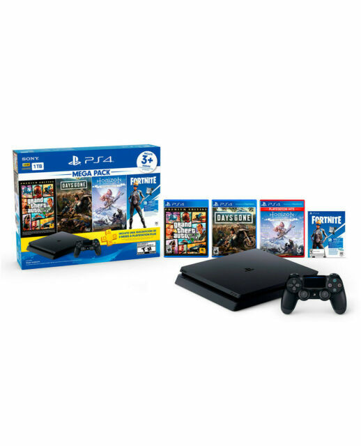 Sony PlayStation 4 Slim 1TB Black Console (Mega Pack Game Bundle