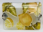 Paula Scaletta Fused Glass Fruit Tray With Metal Leaf Handles Vintage — photo 2