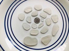 Lot of 18 CREAMY PINK WHITES GREENS Surf Tumbled Genuine Sea Beach Glass SM-LG