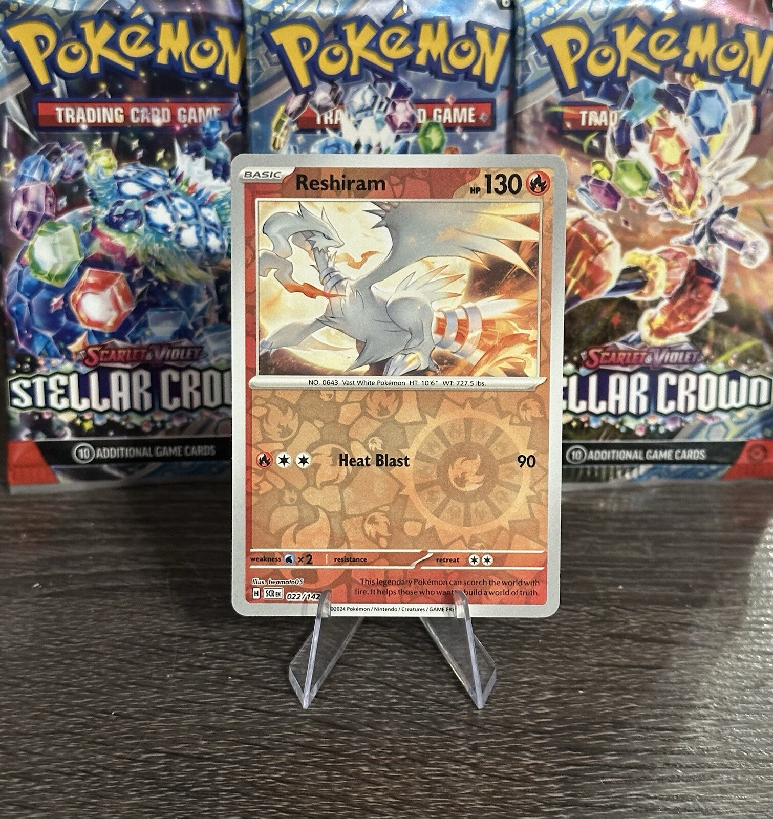 Reshiram 022/142 Sv07 Stellar Crown 2024 Reverse Holo NM