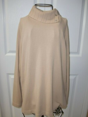 WOMEN'S~UNITED KINGDOM~CAROLIN TAYLOR~BEIGE~PULL ON~TURTLE NECK~SWEATER SIZE M