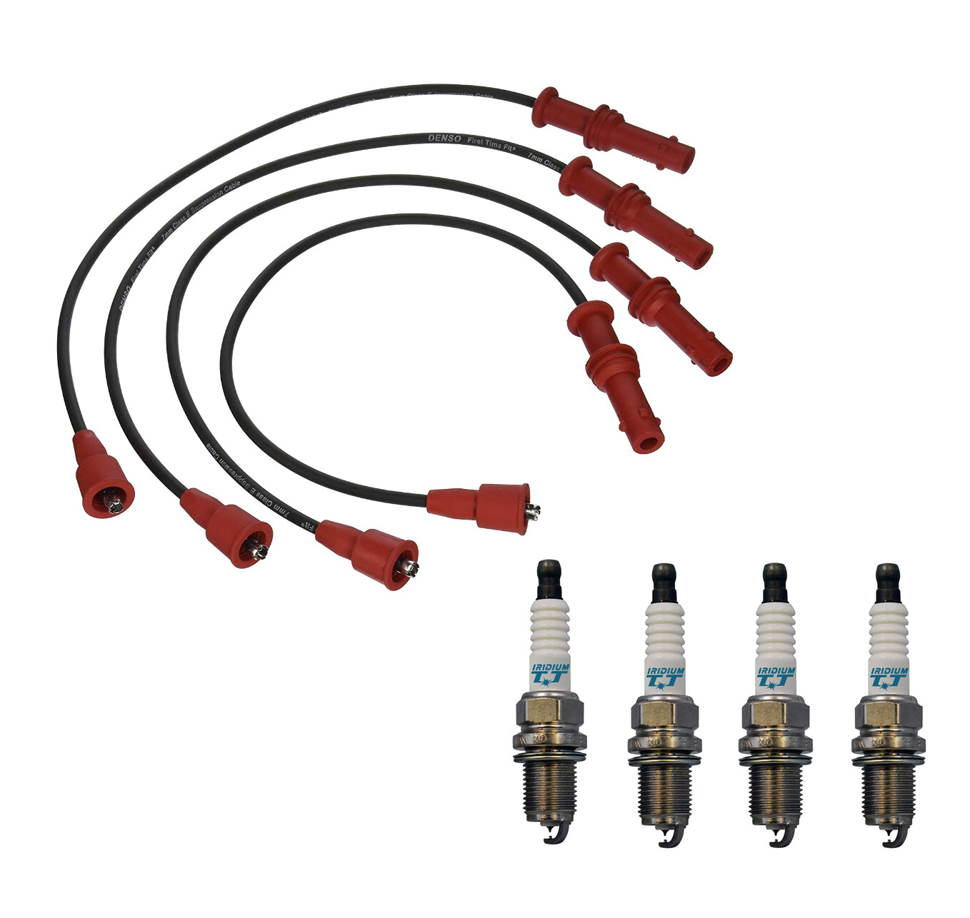 Denso Wire Set 7mm  4 Iridium TT Spark Plug 0.040 Kit For Subaru 1.8 2.2 H4
