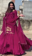 Stunning Look Pink Natural Crepe Silk Top Lehenga With Net Dupatta For Women