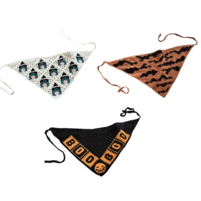 Soft Knit Crochet Scarf with Skull Pattern Versatile Headwear for Men and Women