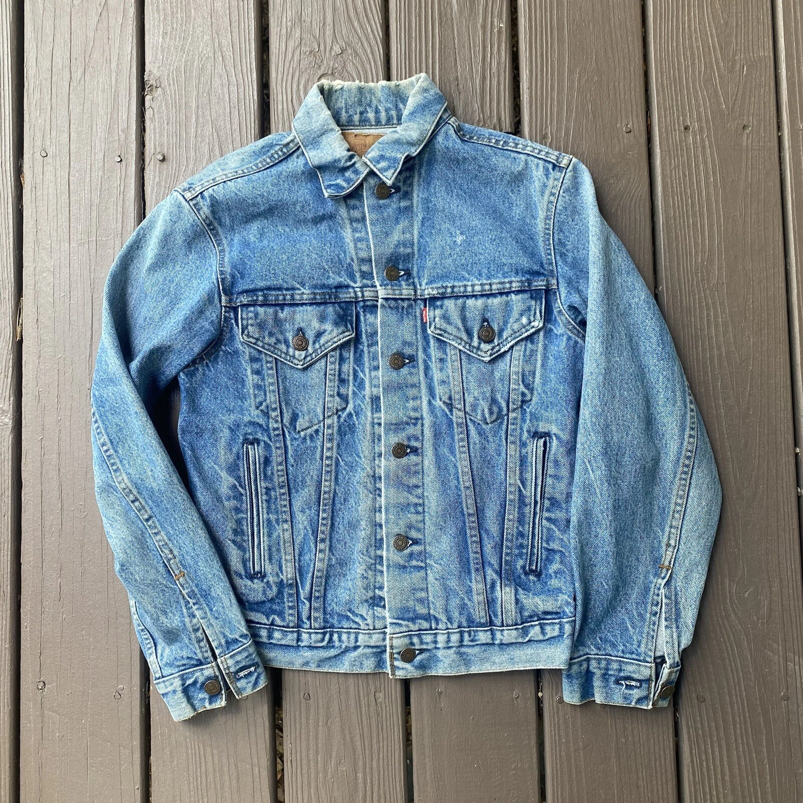 Vintage Levi's Jean Jacket USA WPL 423 Red Tab Trucker 38 M Distressed
