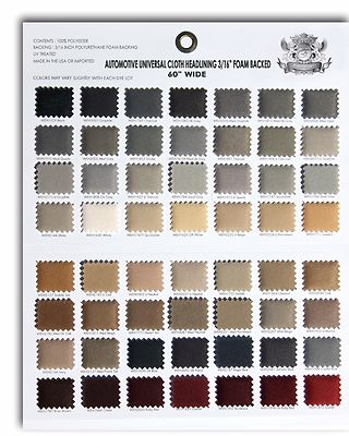 Automotive Universal Cloth Headliner Fabric 3/16'' Foam Backing 60'' Wide Sold BTY