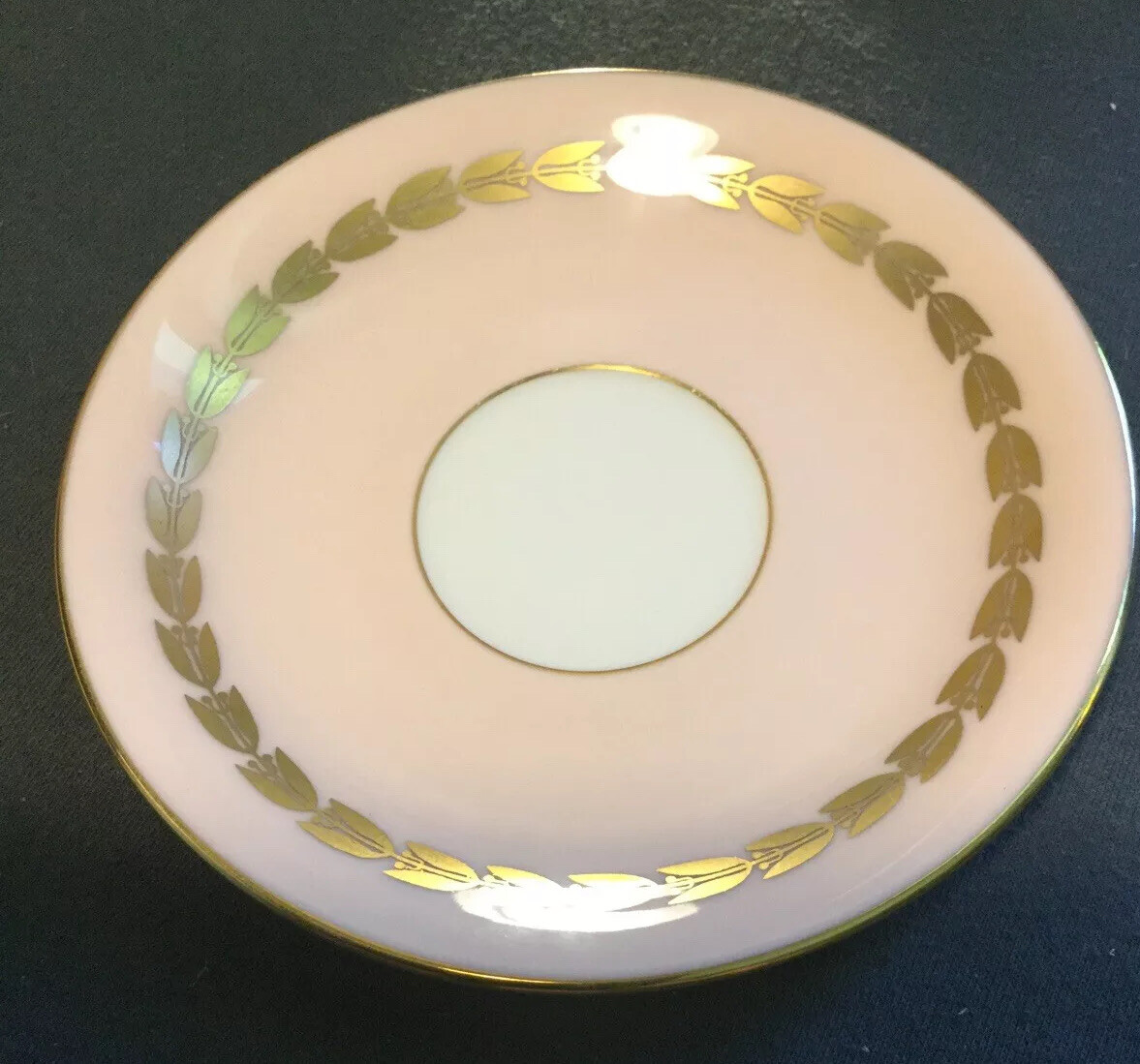 Lenox China 0388x26-1 Saucer - Pink & Cream with Gold Trim