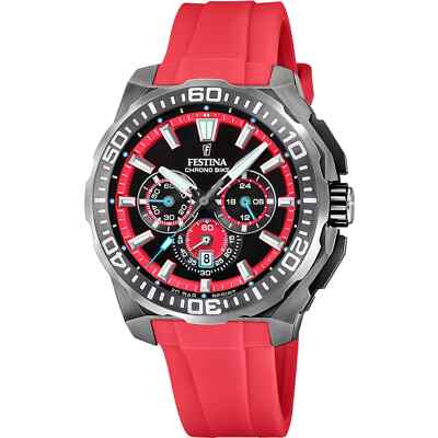 Festina Chrono Bike F207255 Men's Rubber Strap Black Dial Quartz Watch 45.5 mm