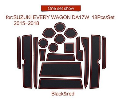 for SUZUKI EVERY WAGON DA17W 2015-2018 Gate Slot Mat Rubber Door Groove Pad RED