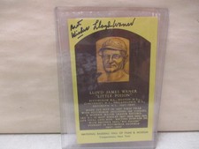 Lloyd Waner Hall of Fame Autographed Postcard