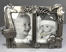 Fetco Baby Picture Frame Jungle Animals Holds 2 3x5" Pictures