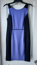 Liz Claiborne Career Dress Sleeveless Purple Periwinkle Black Colorblock 4 READ