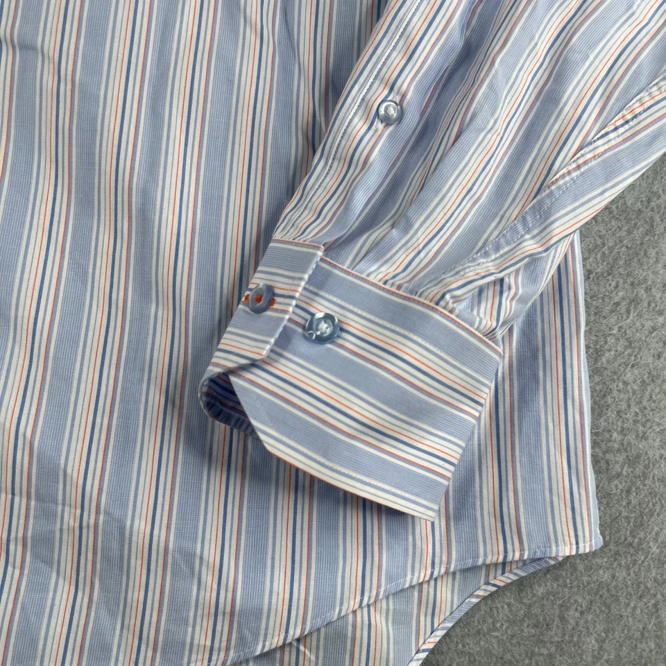 Camisa Lorenzo UOMO 17 Azul Rayas Ajuste Informal Abotonada Manga Larga Para Hombres Foto 2 de 4