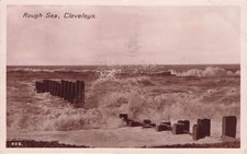VINTAGE RPPC POSTCARD - Cleveleys Rough Sea  -  Real Photo -  Postmark 1935