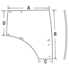 Cab Glass - Right Hand Door Fits John Deere 6150R 6140R 6210R 6130R 6190R 6170R