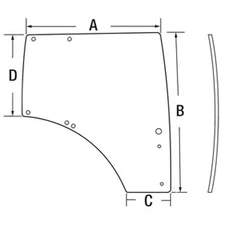 Cab Glass - Right Hand Door Fits John Deere 6150R 6140R 6210R 6130R 6190R 6170R