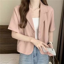 Comfy Fashion Women Blazers Summer Blazers Solid Color Medium Elasticity