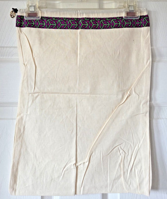 TORY BURCH Ivory Canvas Dust Cover Bag Drawstring Logo Medallion 18''x14''