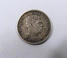 USA Hawaii King Kalakaua I Silver 10 Cents 1883 RARE