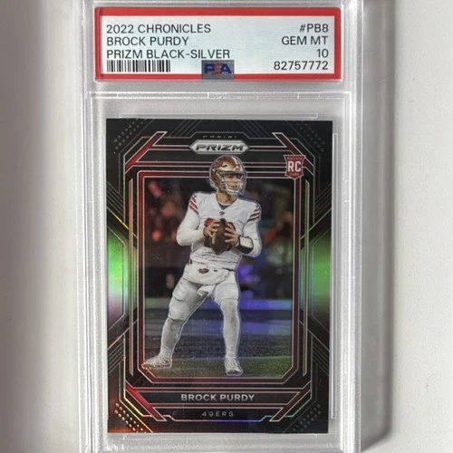 2022 Panini Chronicles Prizm Black Silver Brock Purdy #PB-8 Rookie PSA 10
