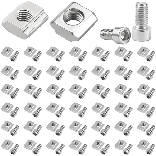 50PCS M5 Sliding Nuts with Hex Socket Screws 10mm for Home Improvement Projects