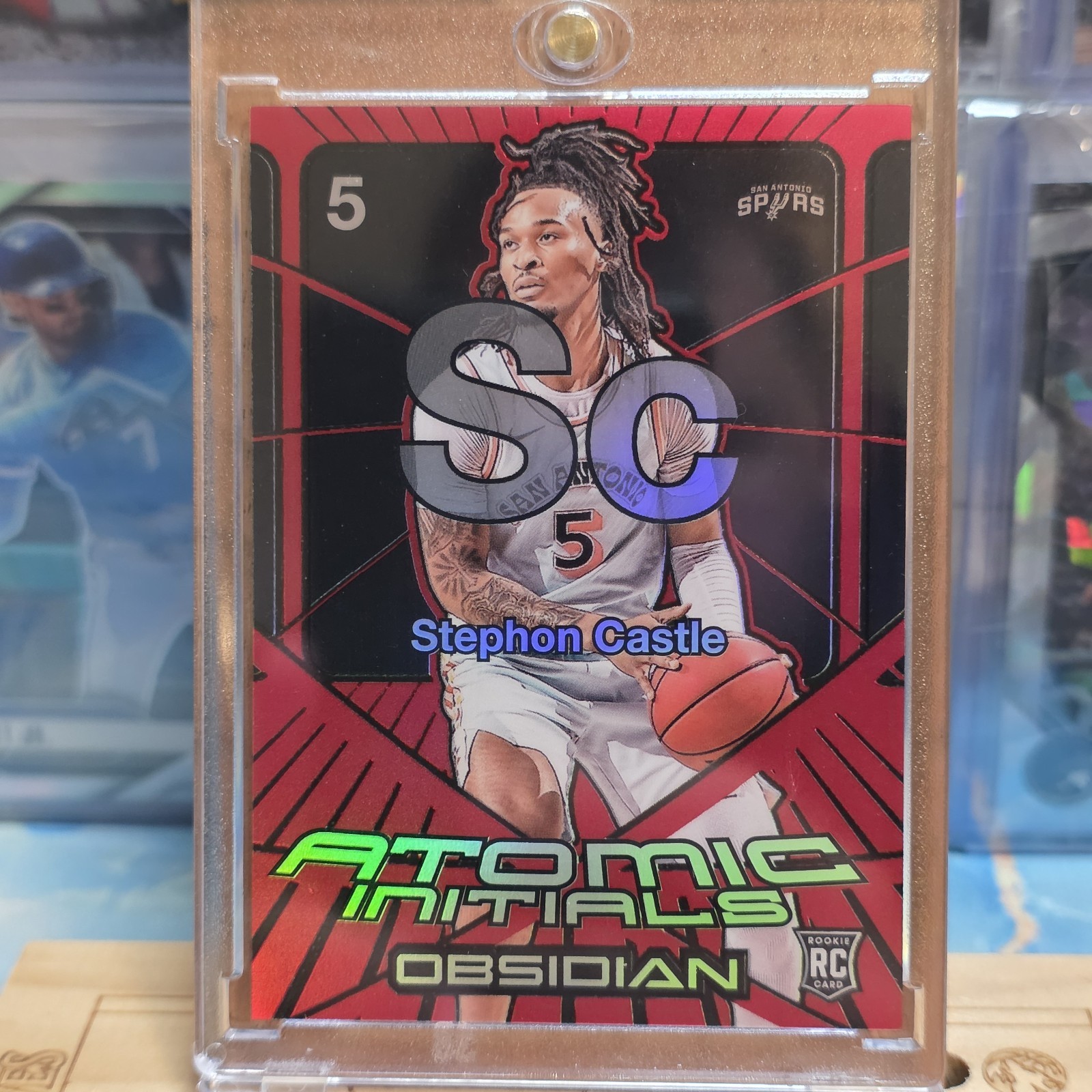2024-25 Panini Obsidian - Stephon Castle #2 Atomic Initials Electric Red Rookie