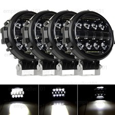 4x Round 7 Inch Led Work Light Offroad Atv 4wd Suv Driving Bumper Fog Pods