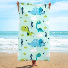 Unfold a Single Piece of Dinosaur-Themed Beach Towel, Made from Quick-Drying,
