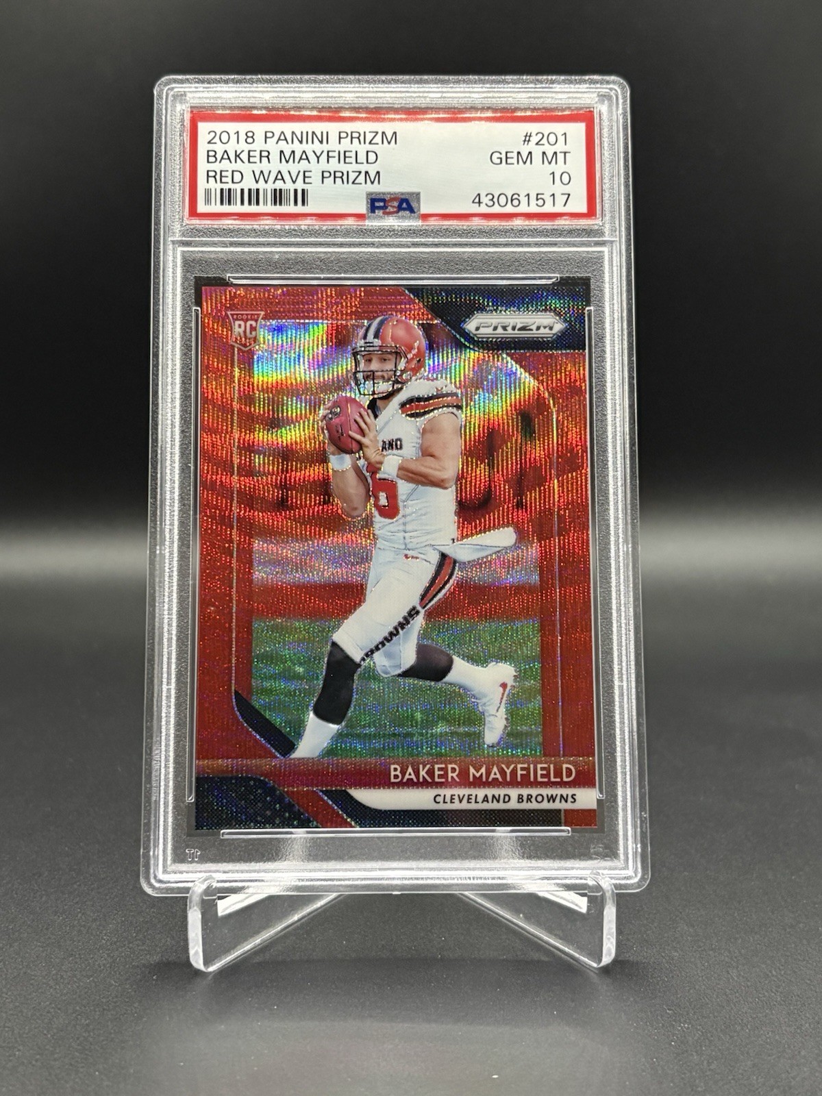 2018 Panini Prizm Baker Mayfield Red Wave Prizm Rookie RC #82/149 Psa 10 Browns