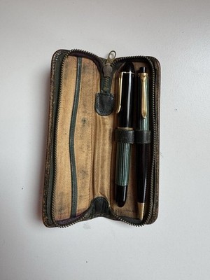 Pelikan Füllfederhalter 140 und Druckbleistift im Lederetui - Vintage 1950