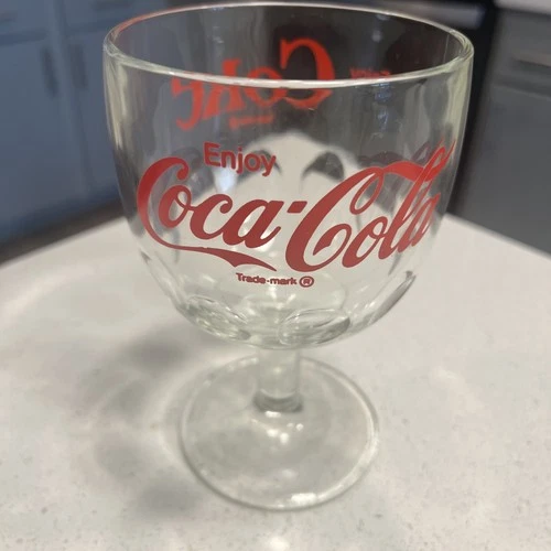 Vintage Coca-Cola Thumbprints Pedestal Stem Goblet 16oz Glass Coke