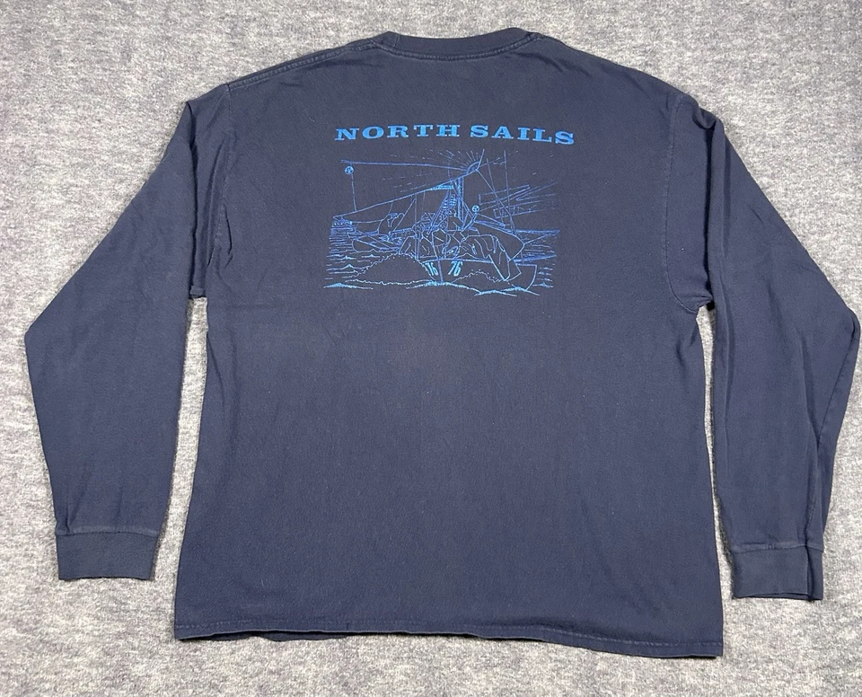 North Sails Long Sleeve 100% Cotton Employee Shirt Navy XL - image 4 of 4