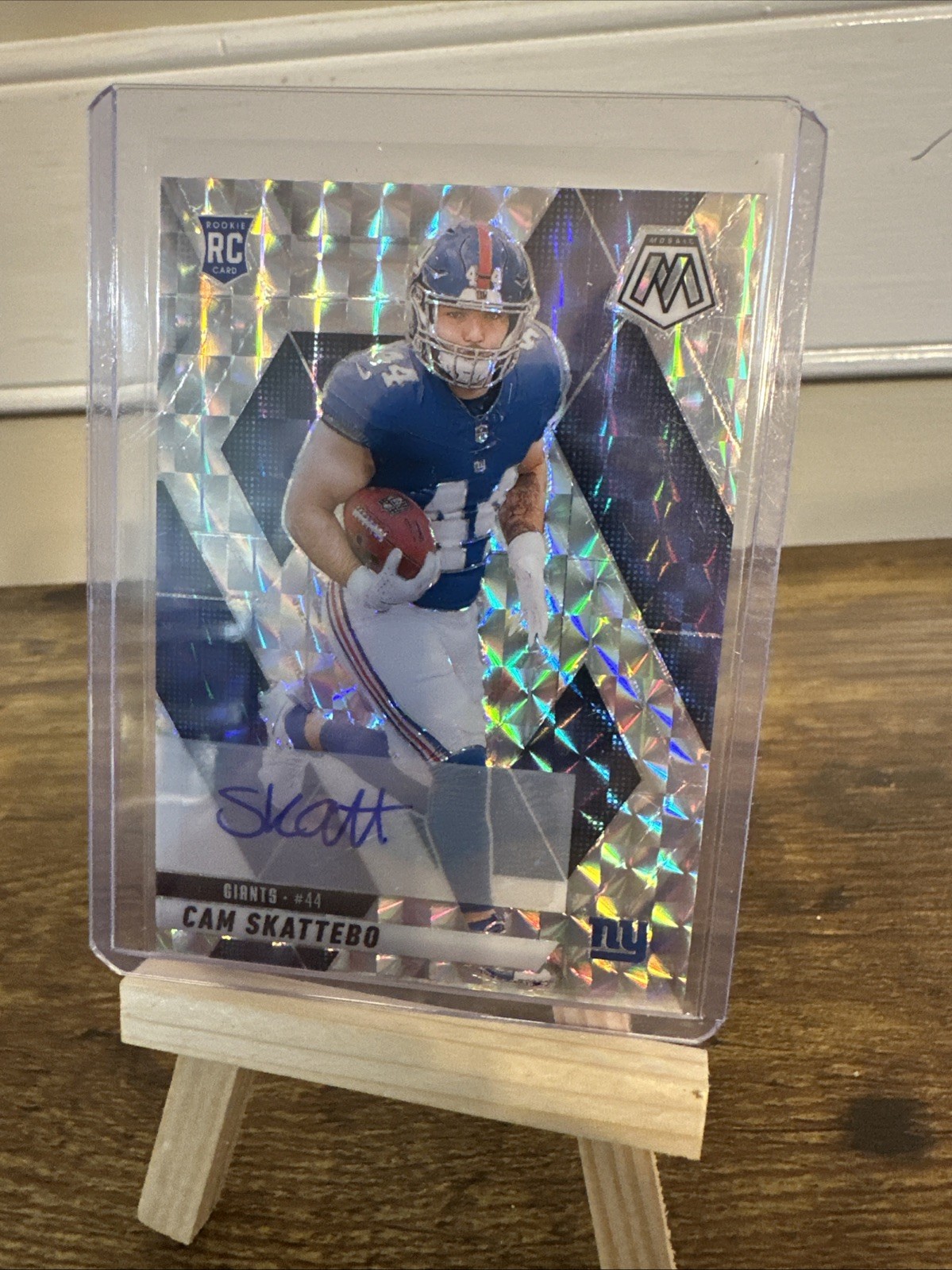 2025 Panini Mosaic Football Cam Skattebo Silver Auto Giants Rookie #305