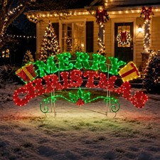 5 Ft Outdoor Christmas Merry Christmas Sign LED 8 Lighting Modes Timer Yard