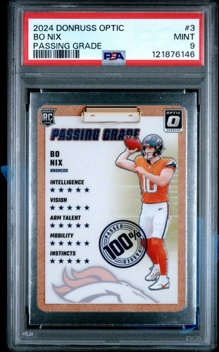 2024 Panini Donruss Optic Bo Nix #3 Passing Grade Rookie Insert PSA 9 Broncos