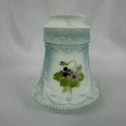 Vintage Frosted Milk Glass Lamp Shade with Blue Accents & Painted Flowers 2.25”