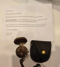 Neovivid Compass with Leather Pouch Thoreau's Quote Engraved Stamped on Lid