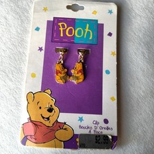 New on Card Vtg Winnie the Pooh Disney Clip On Earrings Teens Kids Goldtone...
