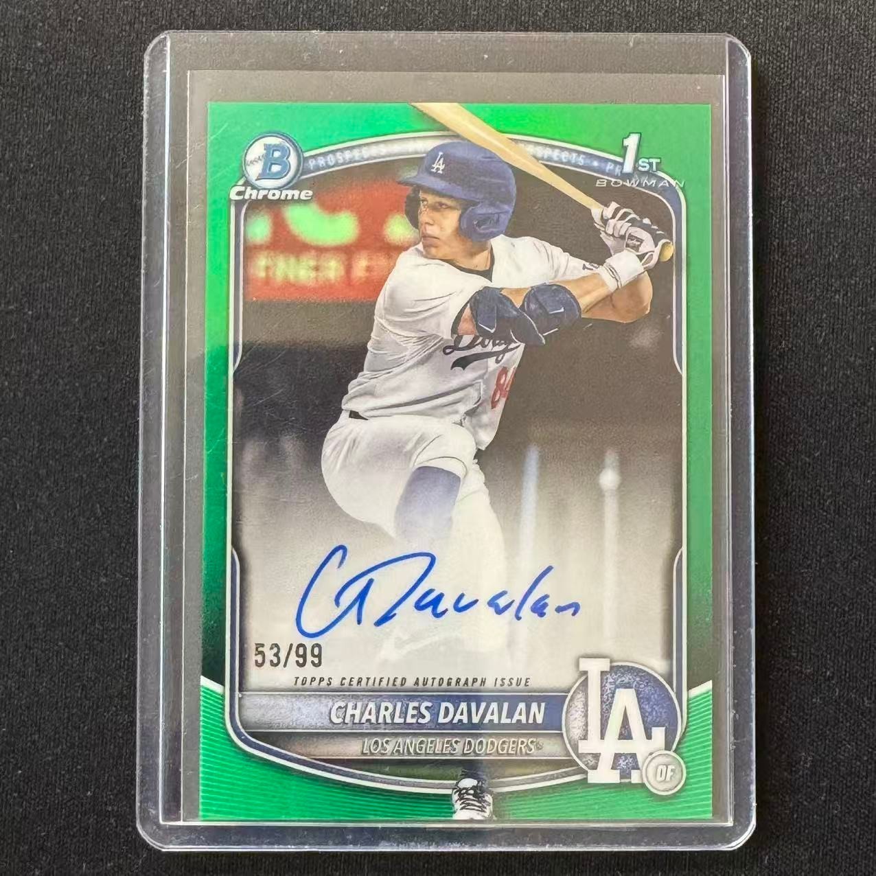 🔌IU 2025 BOWMAN DRAFT CHROME PROSPECT 1ST AUTO GREEN /99 CHARLES DAVALAN