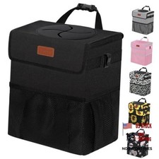 Vankor Car Trash Can Bin with Lid Hanging for Back Seat, Car 2.2 Gallons Black