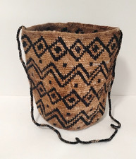 Handmade Woven Alpaca Wool Purse Bag Black Brown