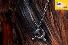 CCCP Silver Communist Symbol Sickle Hammer Pendant Necklace Five-pointed Star