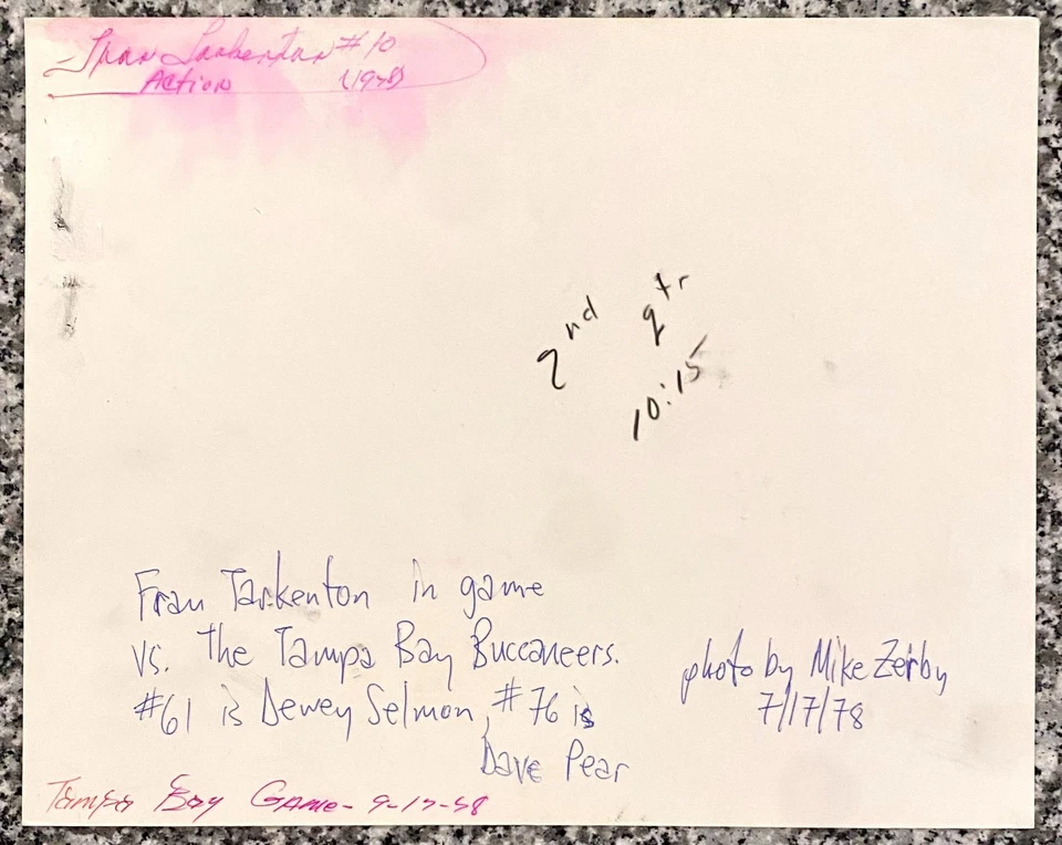 1978 Fran Tarkenton "Tarkenton Under Pressure" Type 1 Original Photo, 8x10in - Image 2 of 2