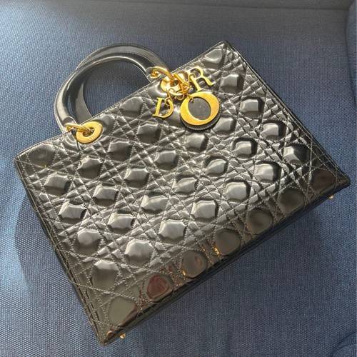 Lady Dior Large Handbag Patent Leather Black