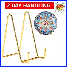 6 Inch Plate Stands for Display, 3 Pack Plate Holder Display Stand, Gold Meta...