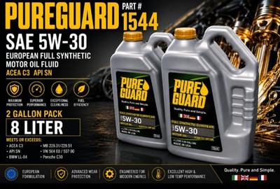 PUREGUARD SAE 5W-30 EUROPEAN FULL SYNTHETIC MOTOR OIL GAS & DIESEL  2 GALLON