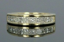 2Ct Princess Cut Lab Created Diamond Wedding Band Ring 14K Yellow Gold Plated