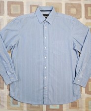 Mens Austin Reed Light Blue Striped Long Sleeve Soft Touch Cotton Shirt - Size M