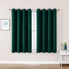 Curtains Heat-insulating blackout curtains forest green, 52 wide x 63 long 